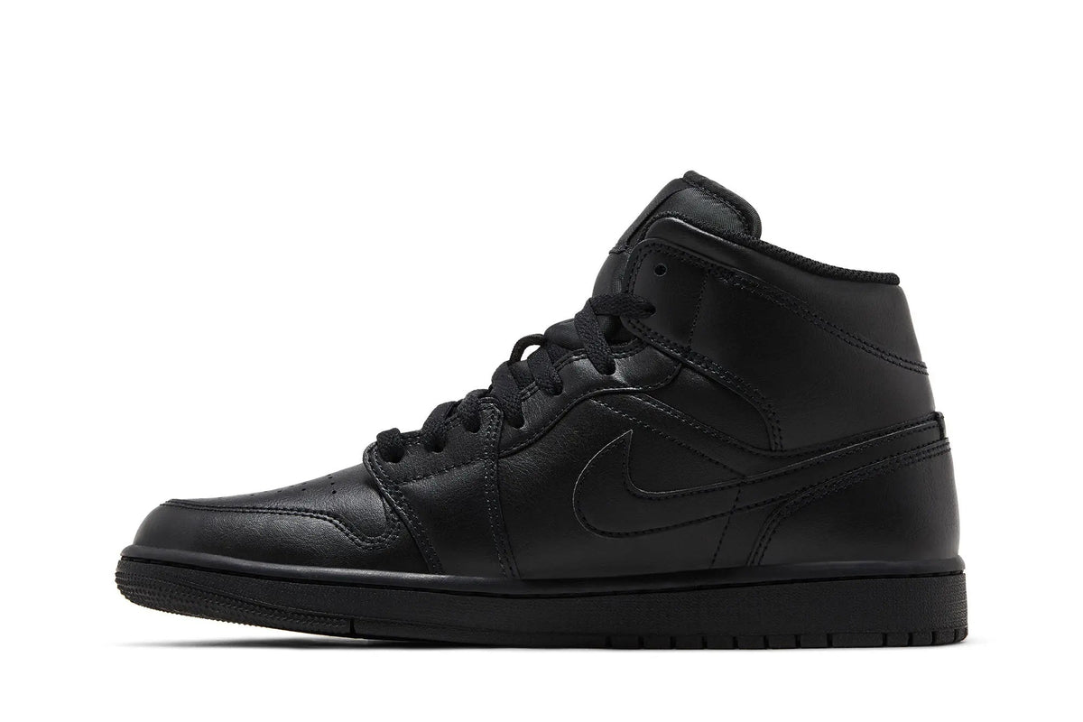Jordan 1 Mid Triple Black 2022 - Classic All-Black Leather Sneaker